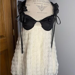 Elegant Black and White Lace Babydoll
